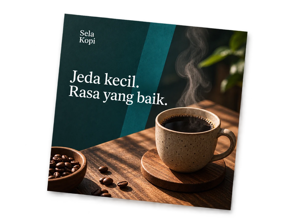 Contoh AI satu desain feed Sela Kopi
